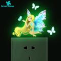 Green Home Luminous Sticker Smooth Cartoon Mermaid Luminous Wall Sticker. 