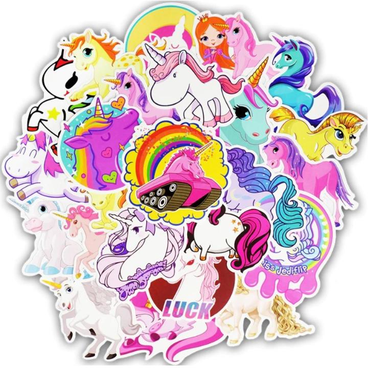 10 Pcs/Pack Unicorn Series Children's Cartoon Waterproof Stickers for Laptop TV Fridge Skateboard Guitar Car