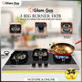 Glam Gas GG Galaxy 12 Hob | 3 Burner | Kitchen Gas Stove | Gas Stove | Choolah. 