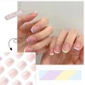 24Pcs Rainbow Five Color French Fresh Press on Nail Tips Wearable False Nails Art Premium Faux Acrylic Full Coverage Nails. 