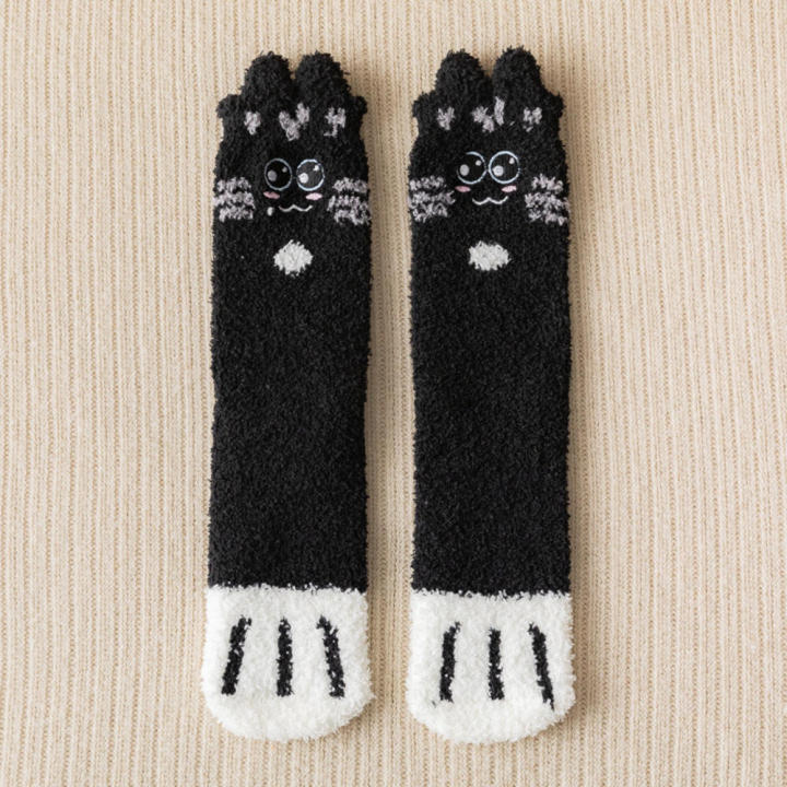 Thicken Coral Fleece Slipper Socks Soft Plush Socks Women's Winter Bed ...