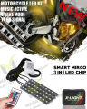 Bike Atmosphere Interior RGB LED Strip Light 12 V. 4Pcs 72 LED. Multi Colour with sound active function with remote.. 