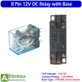 8 Pin 12V DC 12A Coil Relay with PTF08A Screw Terminal Base DPDT General Purpose Double Pole Double Throw Industrial Control Relay Module by Electrica. 