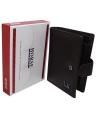 Black Leather Button Wallet For Men - 36852. 