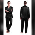 Classic Satin Long Sleeve Shirt & Pants Pajama Set For Men - Enjoy Comfort And Style With Elegant Nightwear. 
