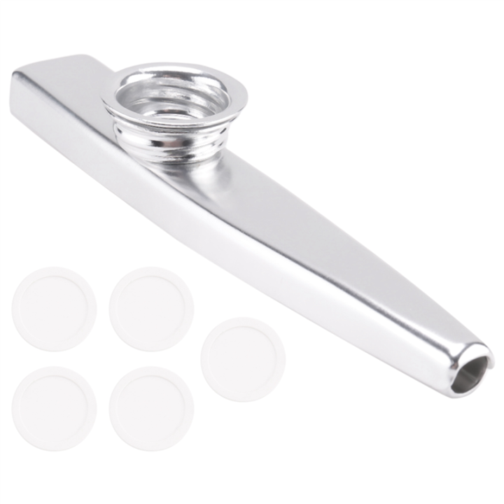 Kazoo Aluminum alloy Metal with 5 pcs Gifts Flute Diaphragm for Children Music-lovers-silver