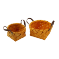 QUANBU 4 Pcs Hand Woven Bread Fruit Storage Basket Wood Chip Woven Storage Box Japanese Round Food Tray. 