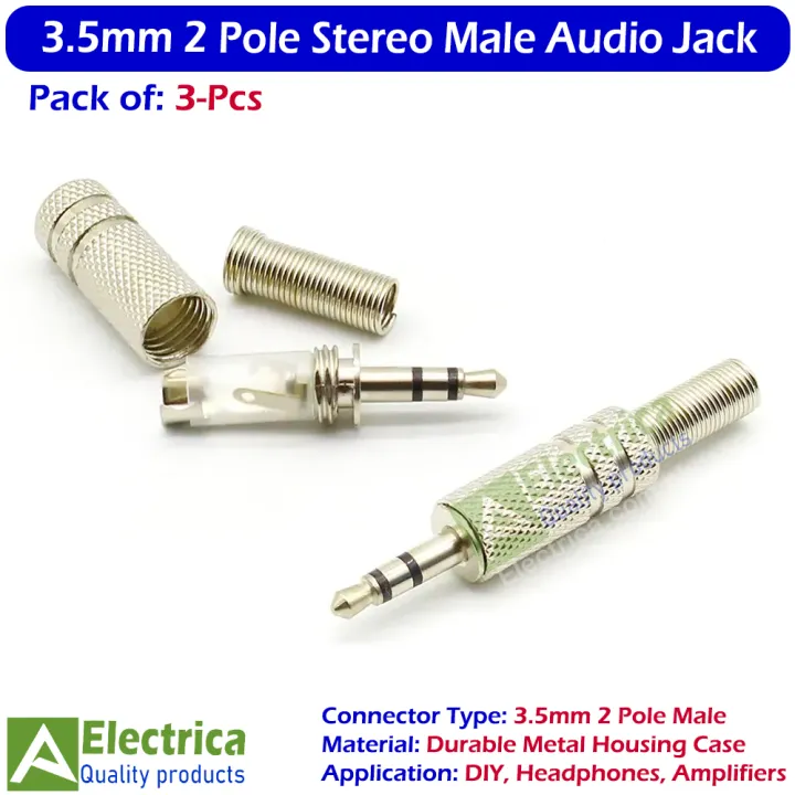 3pcs%203.5mm%202%20Pole%20Male%20Audio%20Jack%20Plug%20Connectors%20with%20Durable%20Metal%20Case%20for%20Headphones%20&%20DIY%20Audio%20Projects%20by%20Electrica%20-%20Image%203