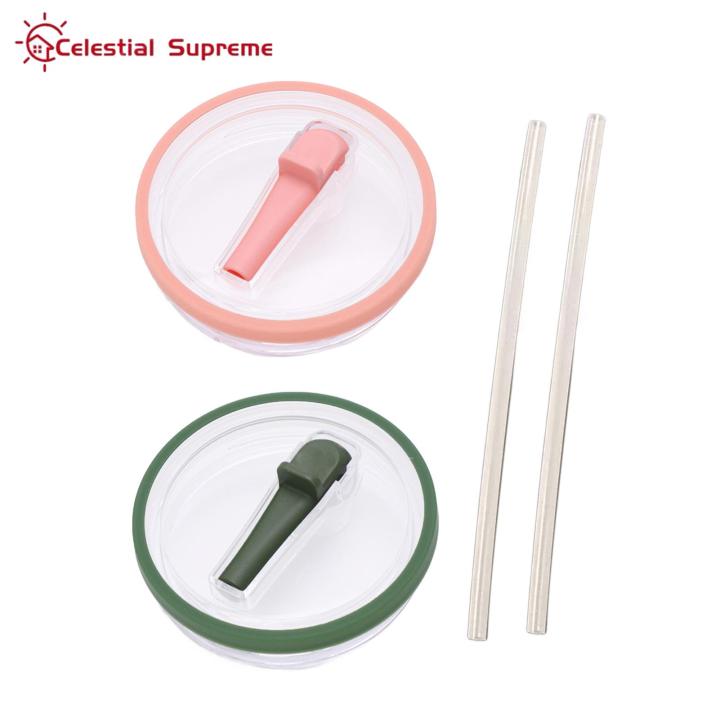 Reliable Replacement Lids 2 Sets 40 Oz Tumbler Lid with Straw for Stanley Quencher Splash-proof Replacement Cover for Hydrojug Traveler Tumbler Convenient Durable Lid for Stanley Quencher