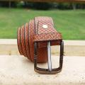 Double Sided Crocodile Style Mustard Men's Leather Belt. 