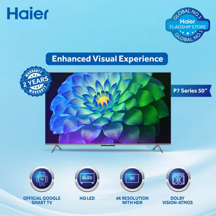 Haier 50" HQ LED/TV P7 Series/H50P7UX (4K UHD Google TV + Certified Android Smart + Ultra Slim)/2 Years Warranty