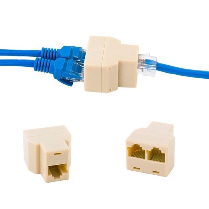 RJ45 3 Way Network Cable Adapter Splitter Extender Plug Coupler RJ45 Ethernet Connector Splitter 1 To 2 Socket Internet Cable Cat 5/6