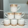 Pack Of 6 Tea cups /Tea cups pack of 6 Premier Design Ceramic Tea cusp New Stylish Set Multi Broder Design | Elegant 6-Piece Stylish Tea Cups Set of 6 - 6 Piece Set - Tea mugs set Stylish and Durable for Home Use and Perfect Gifts 180ml. 