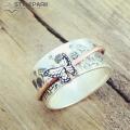 Rotating Ring Fade-Resistant Women Engraved Floral Finger Ring Wedding Band. 