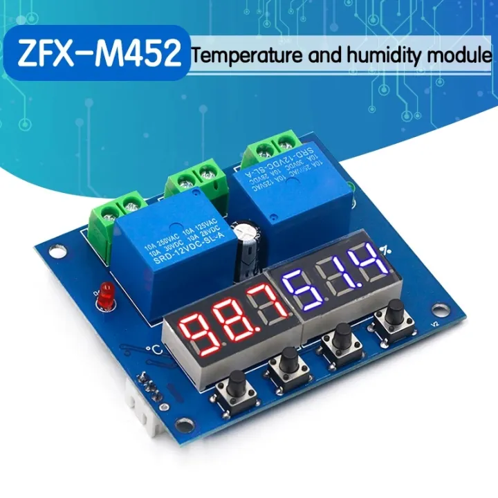 ZFX-M452%20DC%2012V%20LED%20Digital%20Thermostat%20Temperature%20Humidity%20Control%20Thermometer%20Hygrometer%20Controller%20Relay%20Module%20AM2301%20Probe%20Automatic%20Constant%20Humidity%20Temperature%20Controller%20Module%20Portable%20Mini%20Digital%20Thermostat%20Humidistat%20Controller%20-%20Image%203