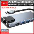 SpeedX 5 in 1 Type C to Ethernet LAN HDMI USB C USB Adapter Multi Port Converter. 