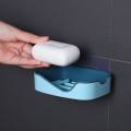 Double Layers Soap Holder Wall Mount  Soap Dish Stick-on Soap Saver With Drain. 
