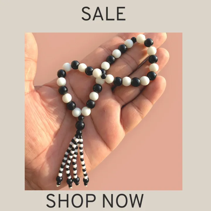 Black%20&%20white%20Marbal%20Beads%208mm%20Men's%20Prayer%20Beads%20Rosary%20Charm%20Bracelet%20for%20Women%20Men%20-%20Image%205