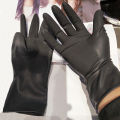 Hairdressing professional ironing and dyeing thickened leather gloves barber shop hair stylist special black latex wear-resistant ironing and dyeing baked oil hair. 