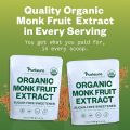 Organic Monk Fruit Sweetener, 125g (4.41oz) 400 Servings, No Fillers Pure USDA Organic Monk Fruit Extract Powder with No Aftertaste, Zero Calorie & Zero Carbs, Keto & Paleo Friendly, by Purisure. 