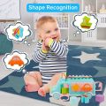 Huanger 3in1 Sorting Shape & musical Xylophone Toy Bus For Baby Toddler Baby Toy Musical School Bus Knocking Piano Car with Shape Puzzles Sensory Toys for Toddlers, Educational Learning Gift for Girls and Boys. 