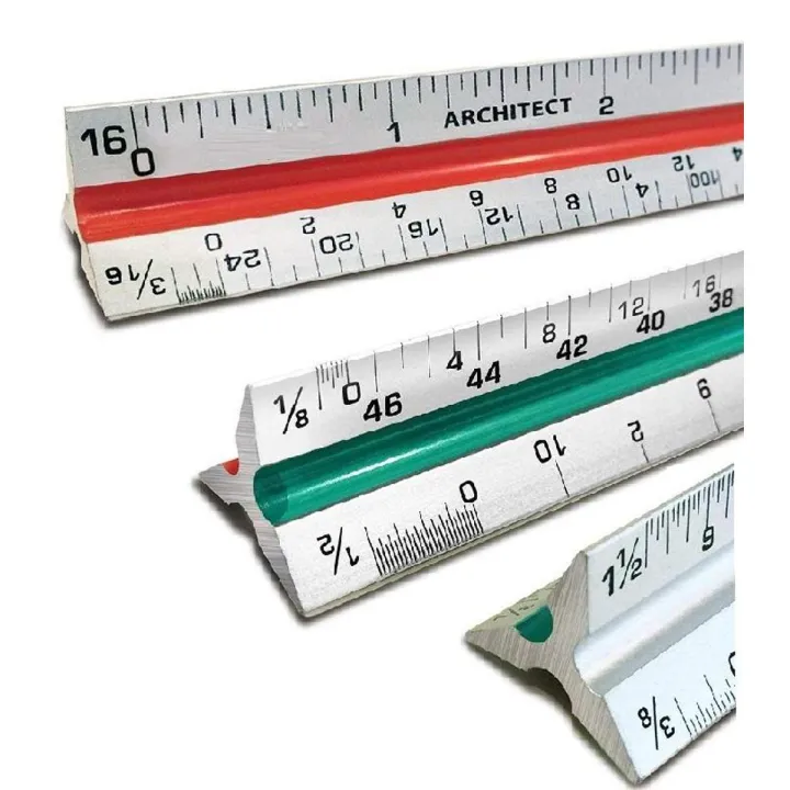 Imperail Ruler 12” Triangular Architect Scale Ruler Architectural Scale (Imperial ...
