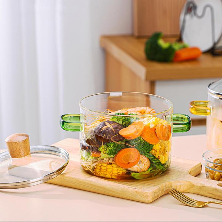 Glass Saucepan  with Cover, Heat-Resistant Glass Stovetop Pot and Pan with Lid, The Best Handmade Glass Cookware Set Cooktop Safe for Pasta Noodle, Soup, Milk, Baby Food