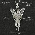 Arwen Evenstar Necklace Elfstone Elessar Aragorn Galadriel Elves Cubic Zirconia Stone Pendant Jewelry Women. 