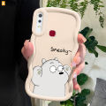 AMORVOR for Vivo Y11 2019 Back Cover Cute White Bear Pattern Luxury Phone Case Macaron Wave Soft Silicone Mobile Cover. 