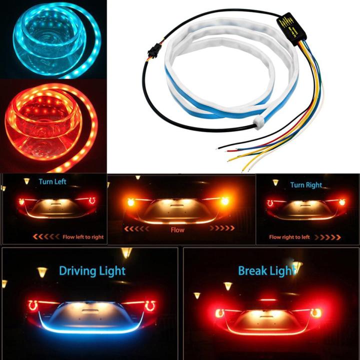 1.2M Red LED Trunk Tail Light Strip – Dynamic Streamer Brake & Turn Signal For Cars, 12V, Ice Blue DRL