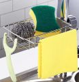 Sponge Holder, Stainless Steel Faucet Storage Rack, Adhesive Sink Caddy Organizer for Brush, Towel. Shower Soap Dish for Bathroom, Kitchen Hanging Storage Accessories. 