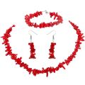 Beautiful Strand Red Pink White Blue Light Yellow Coral Necklace Earrings Bracelet Godki Luxury Women Jewelry Set. 