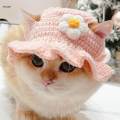 Autumn Winter Cats Hat Easy to Wear Winter Pet Hat for Cats Kitty Props Pink. 