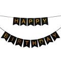 Happy Birthday Banner in black and pink. 