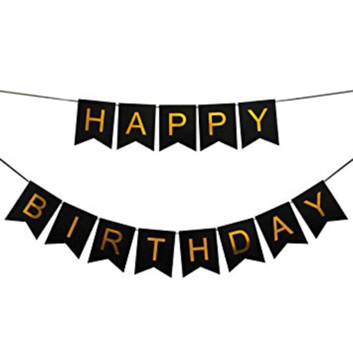 Happy Birthday Banner in black and pink