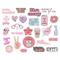 Pack of 24 Pink Stickers for Girls 2 Inch X 2 Inch Each Sticker Size Sticker For Laptop Sticker For Mobile Cute Cool Doodle Sticker. 