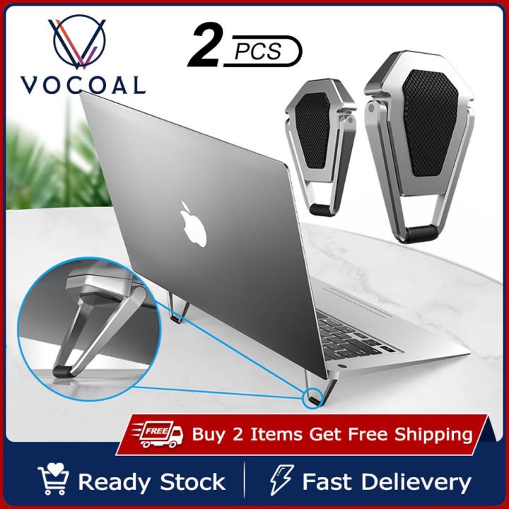 Vocoal Laptop Stand Adjustable Cooling Bracket Metal Foldable Laptop Holder Shield Shape Laptop Stand Heat Dissipation Holder Mini Portable Tilting iPad Notebook Holder Non-slip Laptop Stand