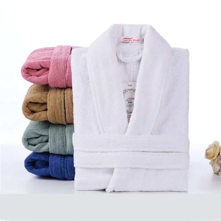 100% Cotton Long Bathrobe Suck Water Towel Bath Robe Plus Size Kimono Hooded Sleepwear Spa Hotel Dressing Gown Men