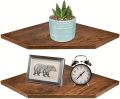Corner Shelf Wall Mount, Set of 2 Floating Corner Shelf Organizer for TV Accessories, Speaker, Cable Box, Game Console, Storage for Bathroom Kitchen Living Room Bedroom, Rustic Brown. 