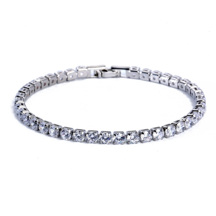 CAOSHI Luxury Plated Round Shiny Tennis Crystal Gemstone Chain Bangle Wedding Wristband Charm bracelets women