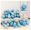 Pack Of 50 Silver & Blue Metallic Shiny Balloons. Baby/Bridal Shower, Anniversary Party, Welcome Party Balloons Set Birthday Accessories.. 