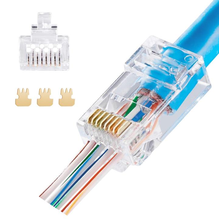 Staggered%20EZ%20RJ45%20Cat6%20/%20Cat5e%20Pass%20Through%20Connector%20-%208P8C%20Gold%20Plated%20Passthrough%20-%20Image%205