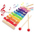Wooden Xylophone Guitar Shaped Musical Toy for Children with 5 notes (Pack of 1- Multi Color). 