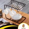 6 Hooks coffee cups rack in black,Metal Drying cups n saucer rack, Dining Table Stand Home and Kitchen Accessories. 