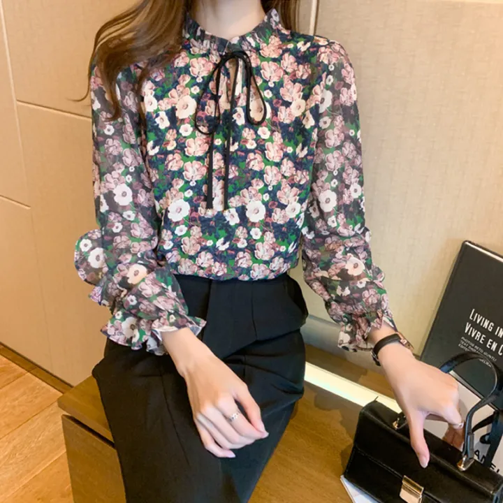 Yfashion%20Women%20Floral%20Printing%20Shirt%20Chiffon%20Long%20Sleeves%20Tops%20Bowknot%20Stand%20Collar%20Ruffle%20Blouse%20color%20-%20Image%204