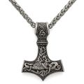 Dropshipping Thor Hammer Mjolnir Vikings Necklaces Men Amulet Scandinavian Male Pendant With Steel Chain Norse Jewelry. 