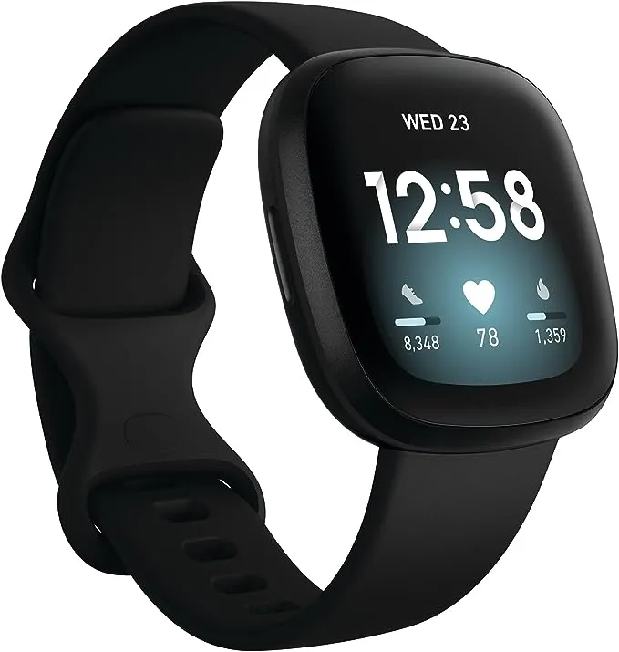 Fitbit Versa 3 Health & Fitness Smartwatch with GPS, 24/7 Heart Rate, Alexa Built-in,  Black/Black, One Size (S & L Bands Included)