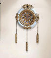 Tradition Big Royal Designer Gold Plated White Premium String Hanging Wall Clock for Home Office Decor. 