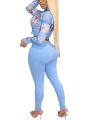 2020 Women's Floral Print 2 Piece Set, Long Sleeve Standup Collar Crop Top Skinny Long Pants Sports Sweat. 