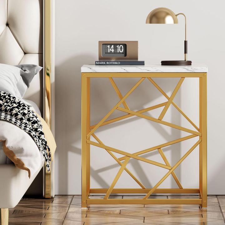 coffee table side table for living room  wooden marble texture powder coated paint Modern Luxury Living Room Table Gold Paint Finish zikzak iron rode based coffee table